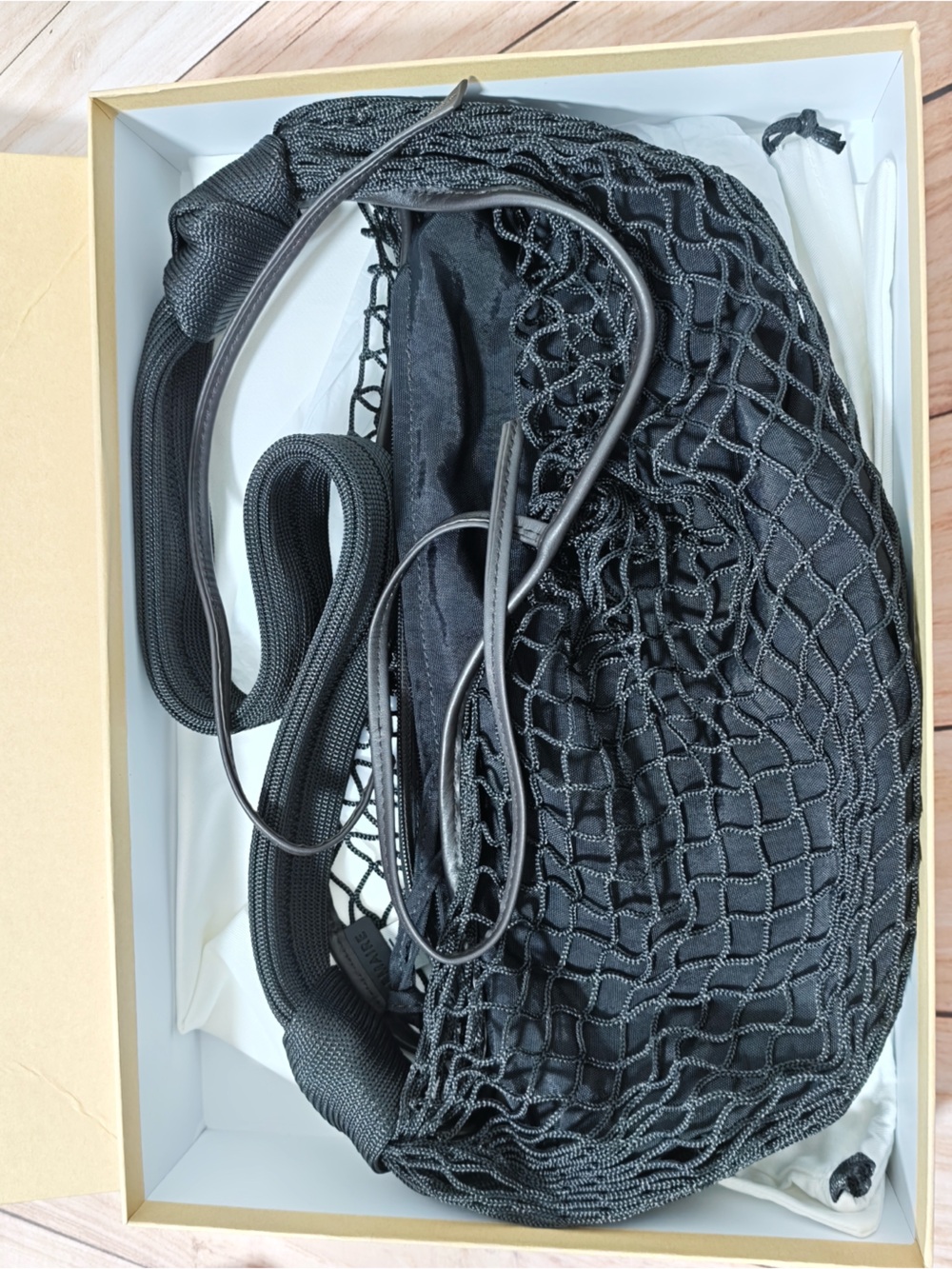 Lemaire Black Mesh Shoulder Bag with Inner Pouch